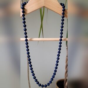 Monet Vintage Navy Knotted Glass Bead Necklace